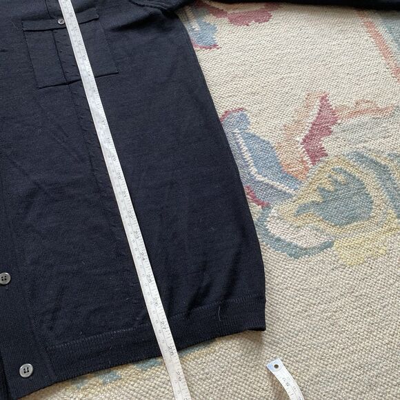 Vintage 50s Knit Cardigan Wool Black Tan Ribbed XL Sweater Long Sleeve - Picture 8 of 9